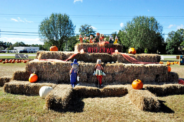 hay bales decorated